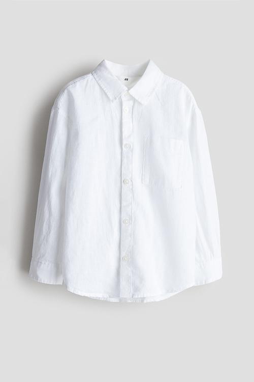 Linen-blend shirt - white