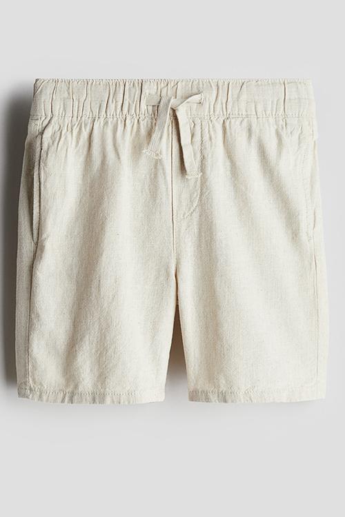 Linen-blend shorts - light beige