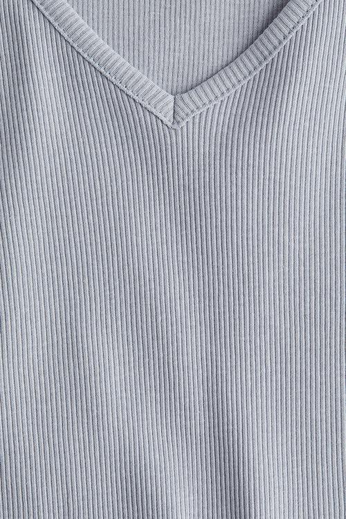 Ribbed cotton jersey top - light dusty blue