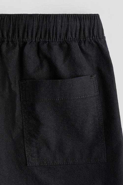 Linen-blend shorts - black