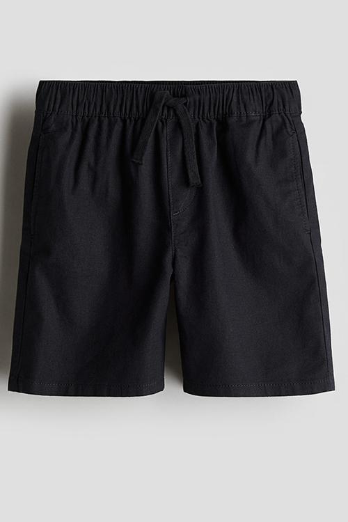 Linen-blend shorts - black