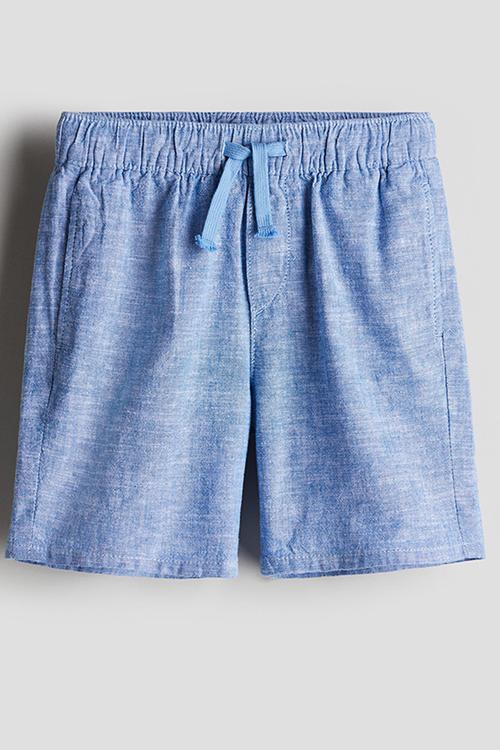 Linen-blend shorts - blue marl
