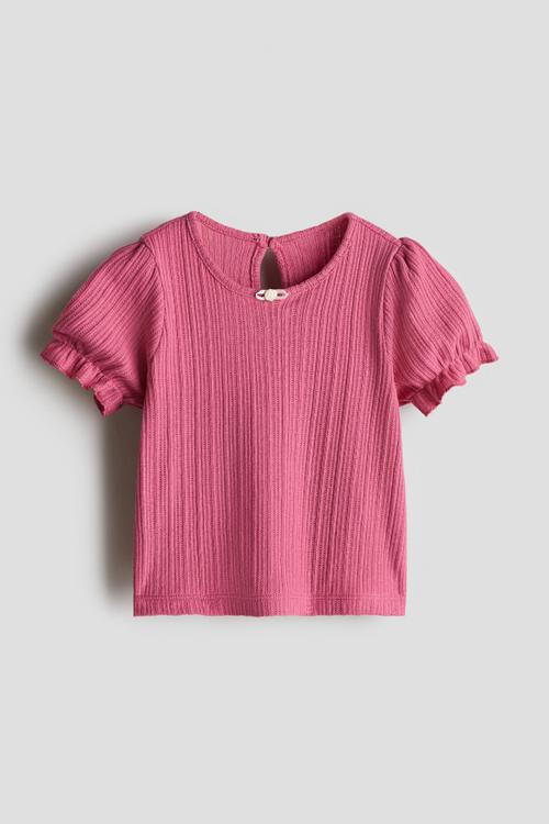 Textured jersey top - dark pink