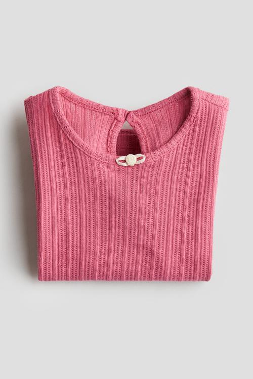 Textured jersey top - dark pink