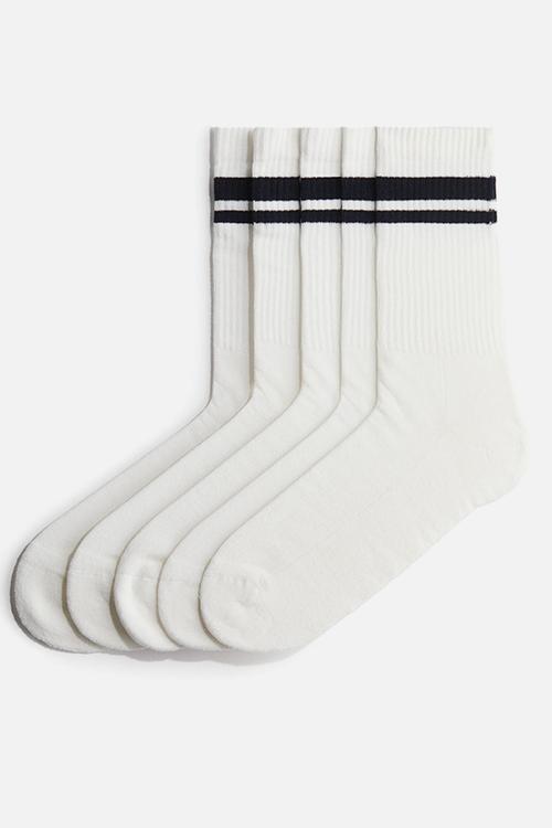 5-pack socks - white/black striped