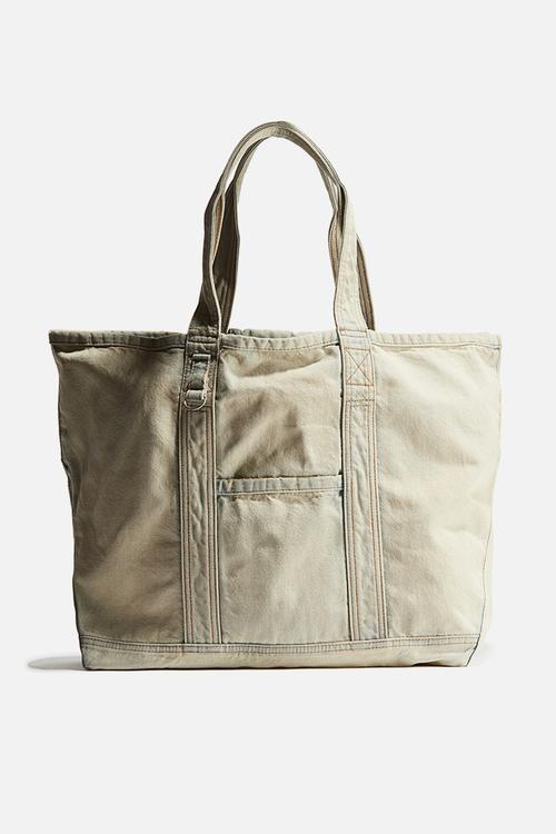 Washed-look denim shopper - beige