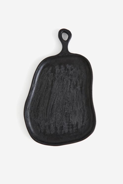 Large mango wood serving tray - black