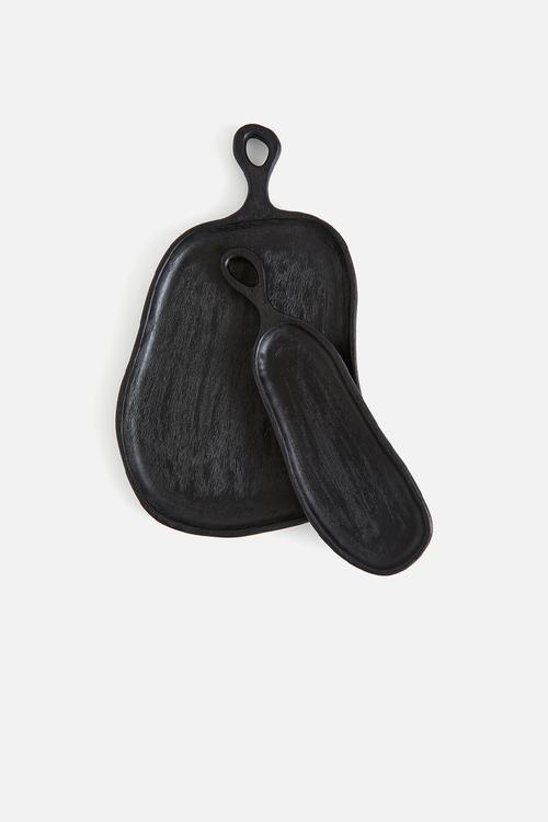 Large mango wood serving tray - black