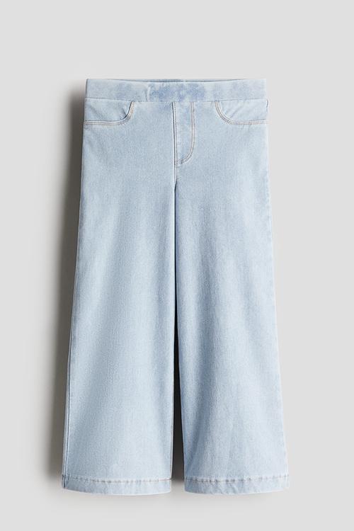 Wide denim-look trousers - light denim blue