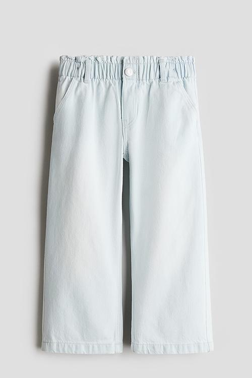 Wide leg paper bag jeans - light denim blue
