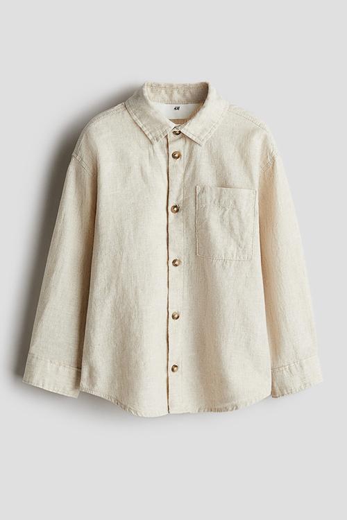 Linen-blend shirt - light beige