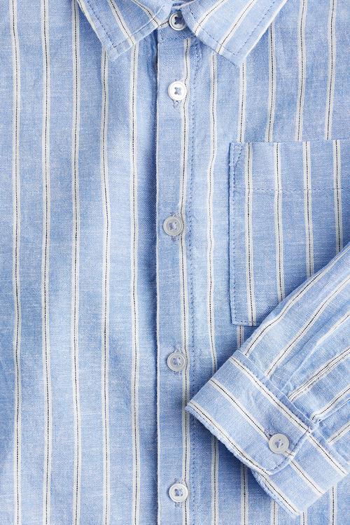 Linen-blend shirt - blue/striped 