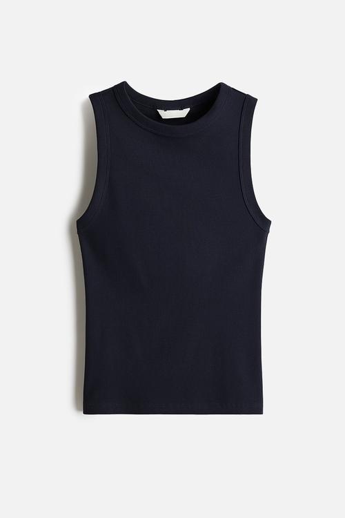 Ribbed vest top - navy blue