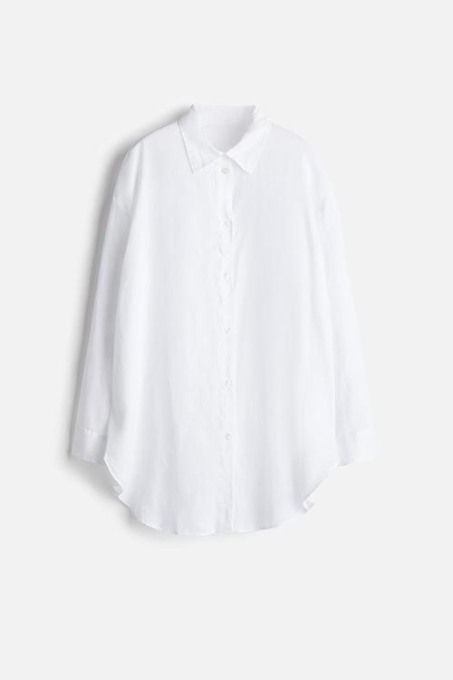 Linen beach shirt - white