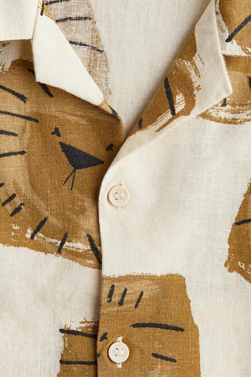 Cotton resort shirt - light yellow lions