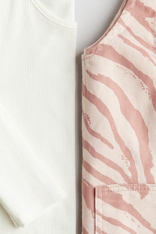 2 piece dress and top set - dusty pink zebra-print
