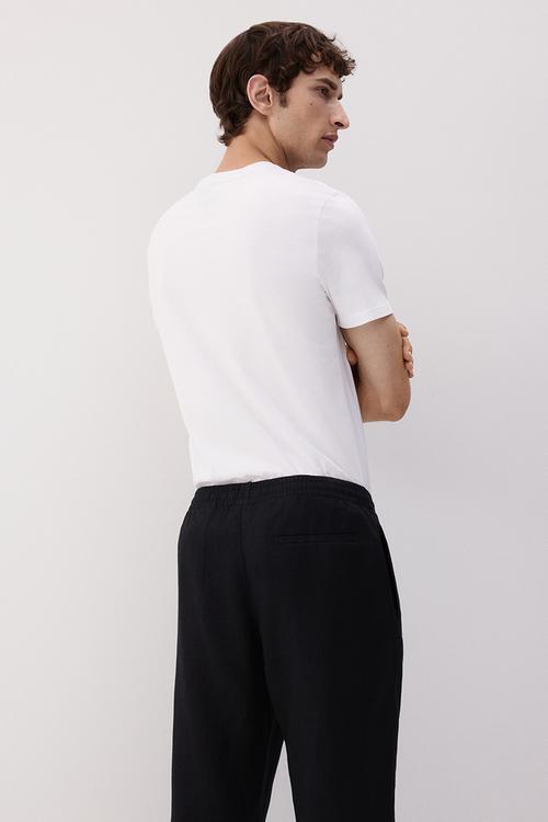 Regular fit linen trousers - black