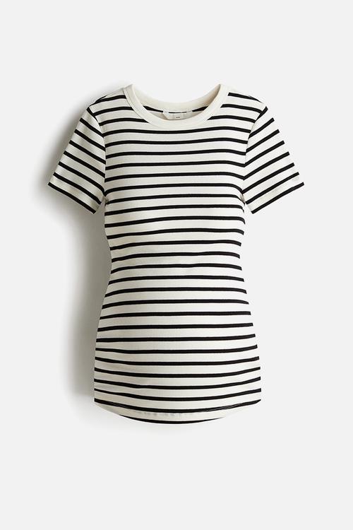 Mama ribbed top - cream striped