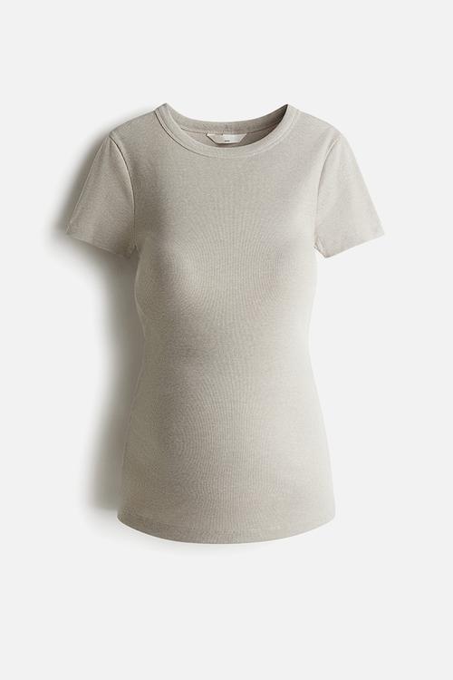 Mama ribbed top - light greige
