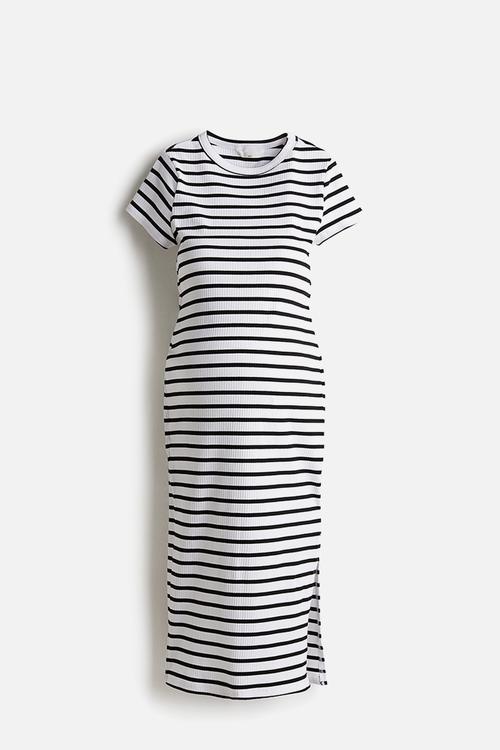 Mama ribbed T-shirt dress - white/black striped