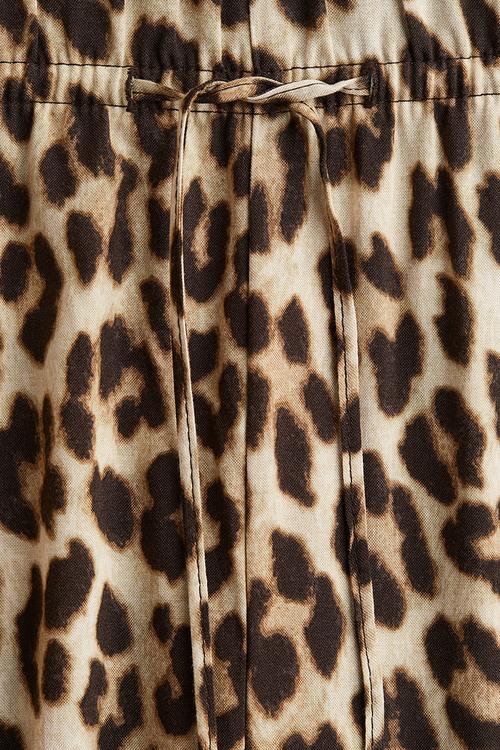 Wide pull-on trousers - beige leopard print