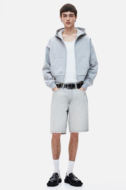 Relaxed denim shorts - grey