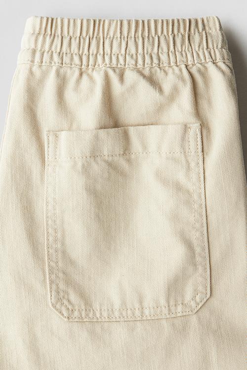 Loose-fit cotton twill trousers - light beige