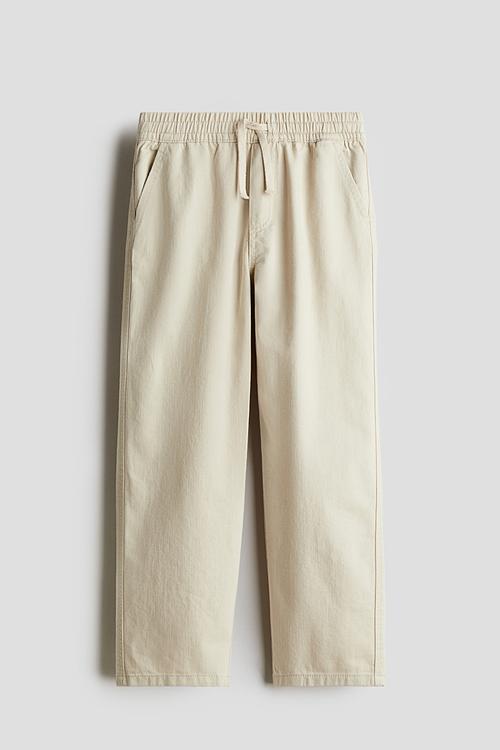 Loose-fit cotton twill trousers - light beige
