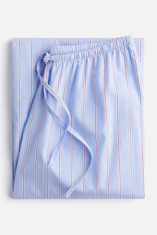 Cotton pyjama bottoms -  light blue/striped