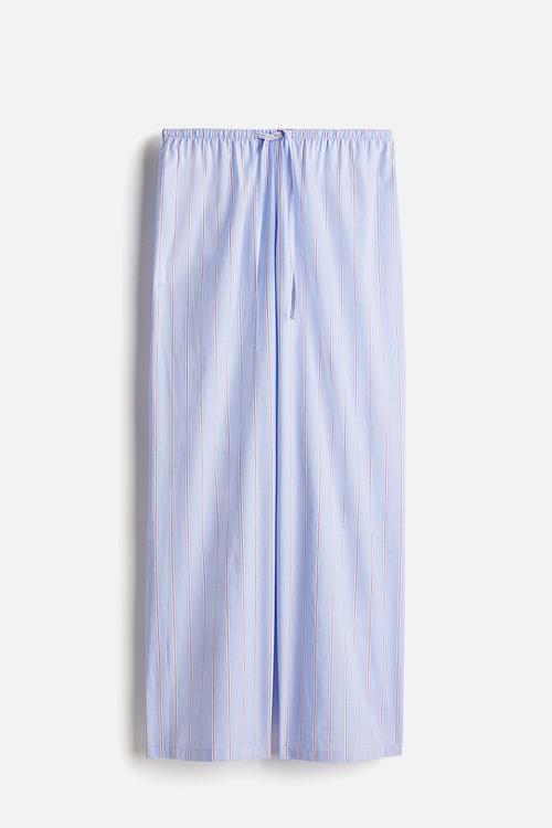 Cotton pyjama bottoms -  light blue/striped