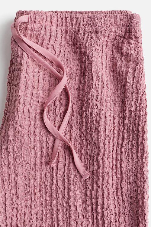 Crinkled drawstring trousers - dusty pink 