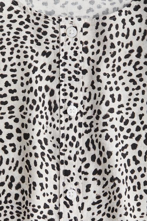 Linen-blend blouse - white leopard print 