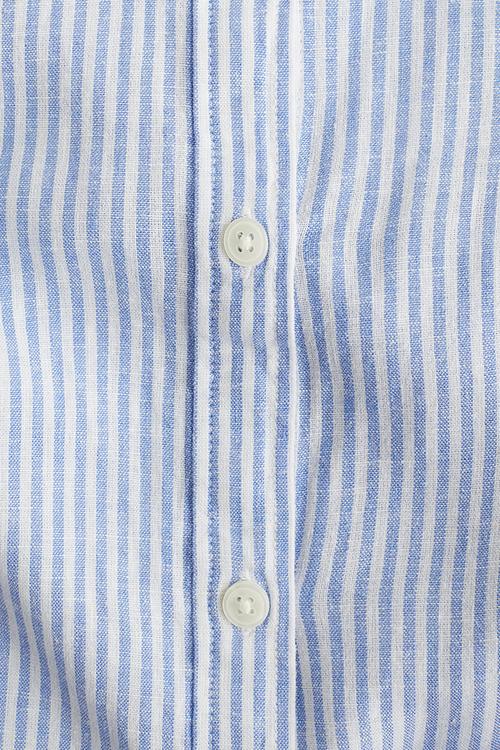 Linen-blend blouse - light blue striped