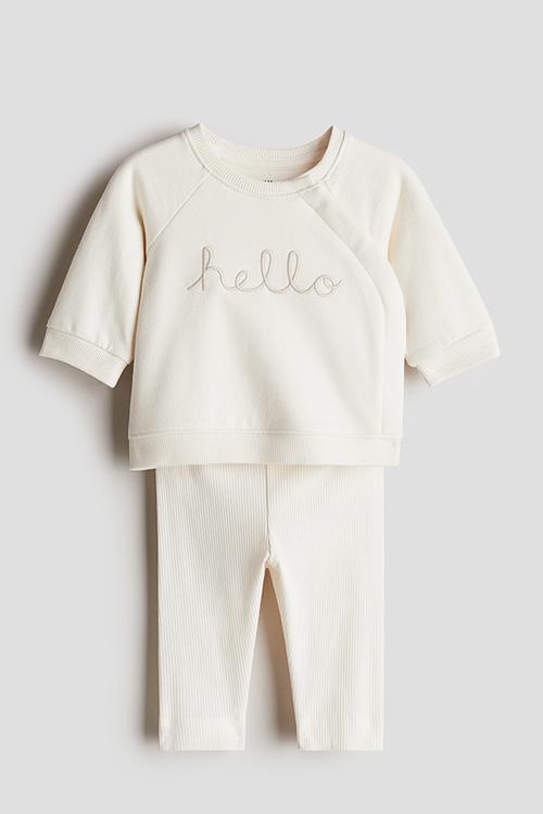 2-Piece cotton set - cream hello