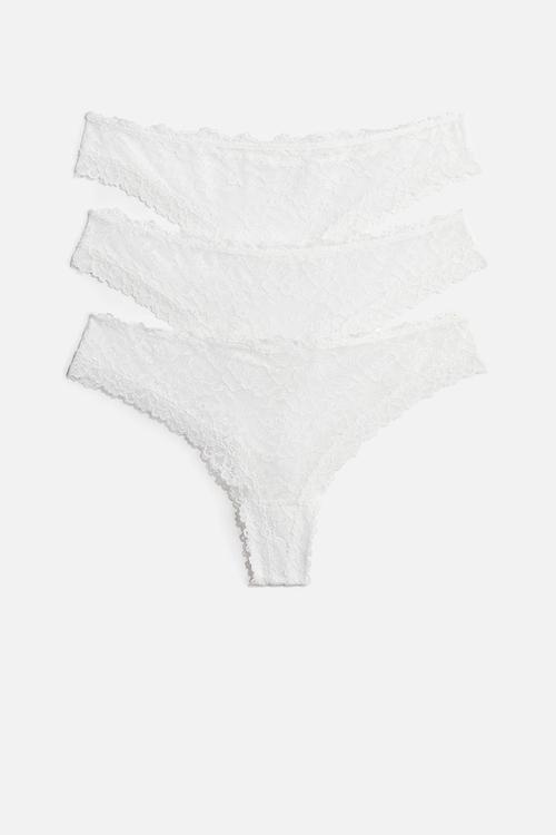 3-Pack lace brazilian briefs - white