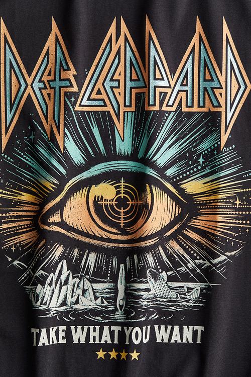 Oversized printed t-shirt - dark grey def leppard 