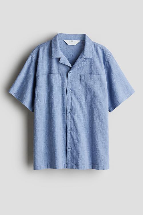 Cotton resort shirt - light blue