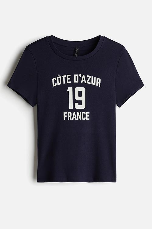 Ribbed T-shirt - navy blue/france 