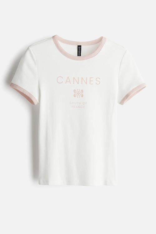 Ribbed T-shirt - white,multi