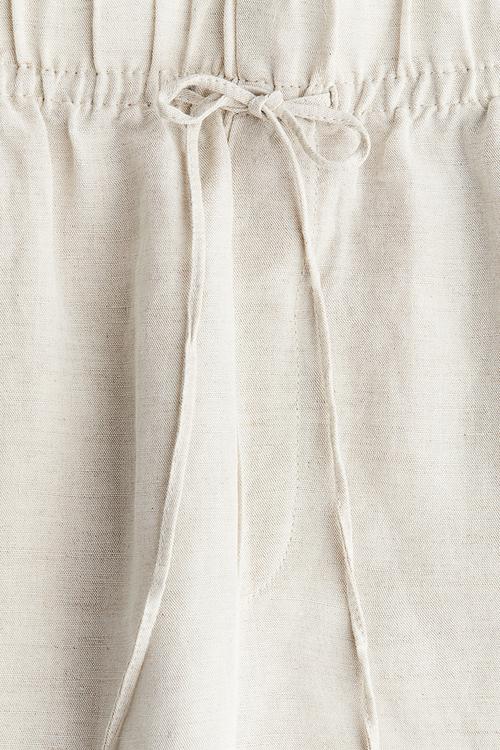 Linen-blend drawstring trousers - light beige