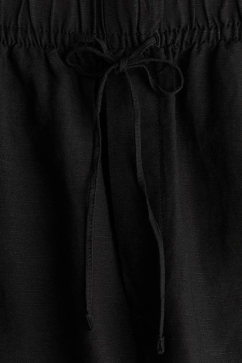 Linen-blend drawstring trousers - black