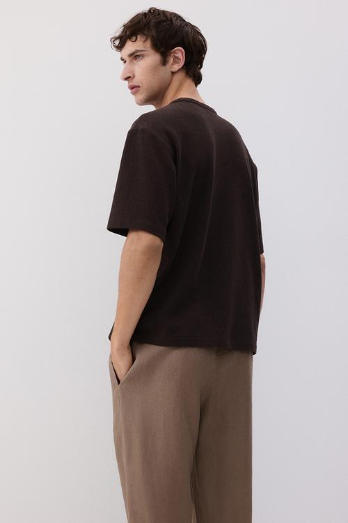 Regular fit linen trousers - dark beige