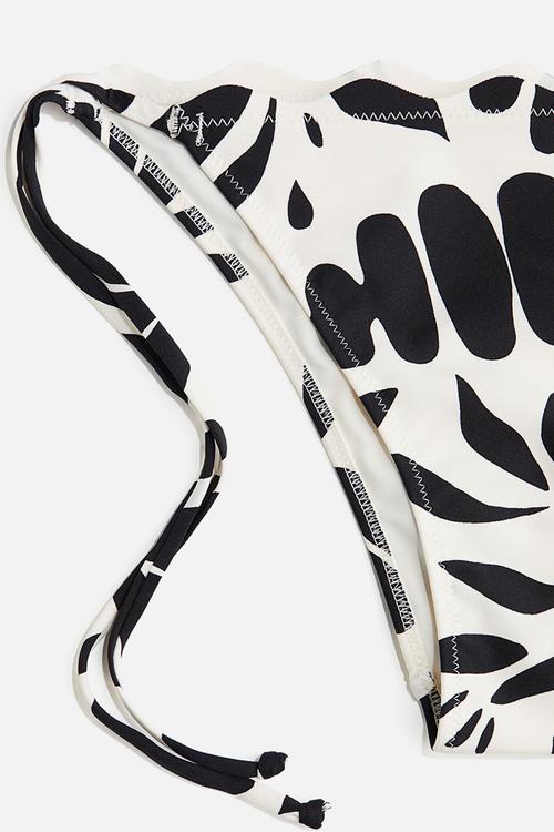 Tie tanga bikini bottoms - white/black patterned