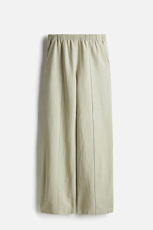 Linen-blend trousers - beige