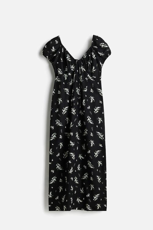 Tie-detail maxi dress - black/floral