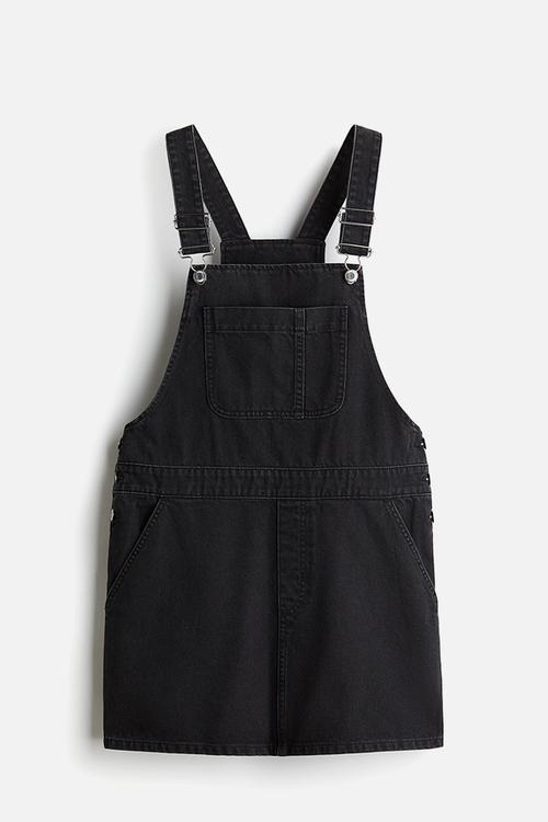 Denim dungaree dress - black