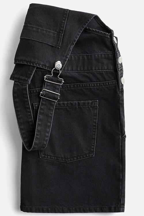 Denim dungaree dress - black