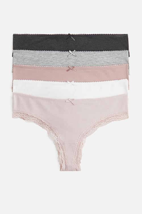 5 pack brazilian briefs - powder pink & dark grey marl