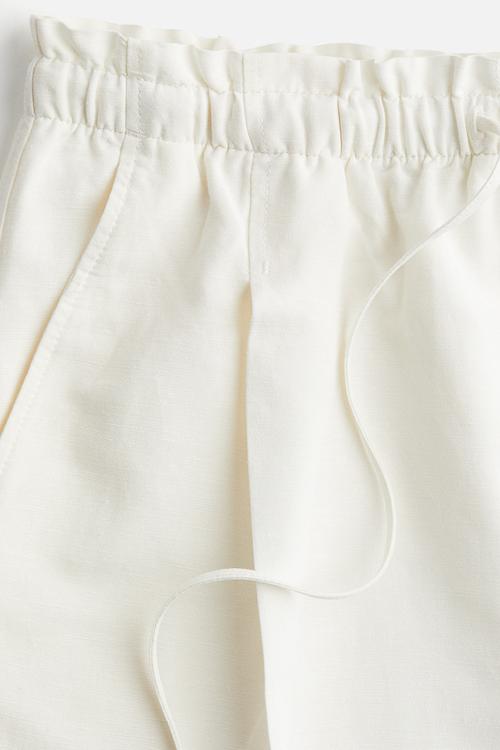 Linen-blend drawstring shorts - white