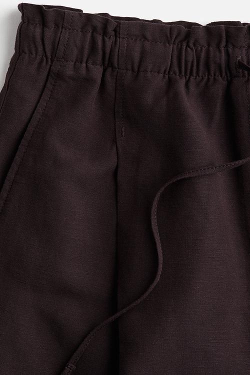 Linen-blend drawstring shorts - burgundy